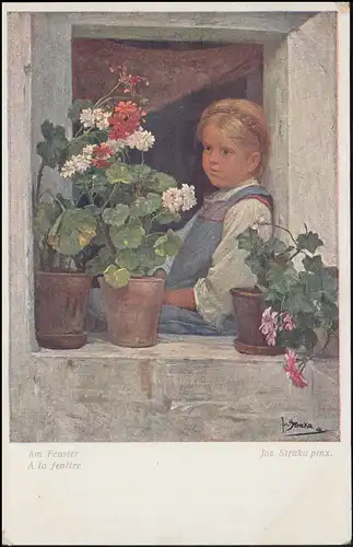 AK Jos Artiste. Straka: A la fenêtre, Art viennois, inutilisé