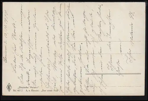 AK-A. Artiste de fissures: Le premier baiser, l'éditeur P.F.B., marqué en 1917