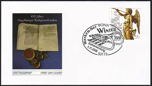 2700II Engel - selbstklebend aus MH 76 Winter, FDC EV-O Bonn