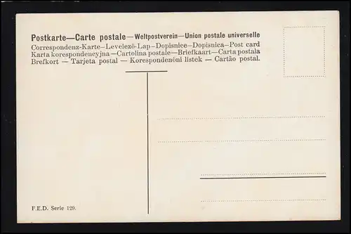 AK Artiste T. Heilinger: Dorfidylle famille avec lac, maison d'édition F.E.D. non utilisé