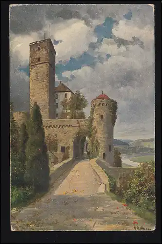Artiste-AK H. Hoffmann: Château de Guttenberg am Neckar, inutilisé