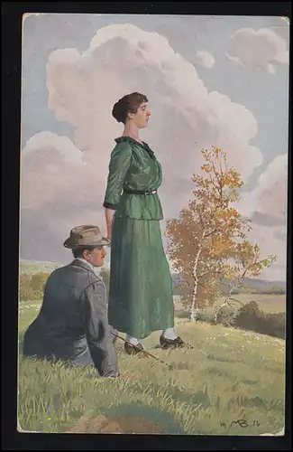 AK Barascudts: vue sur la distance, BAHNPOST Regensburg-Augsburg 1917