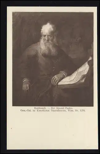 Künstler-AK Rembrandt: Der Apostel Paulus, Verlag K.-V. W. Wien I., ungebraucht
