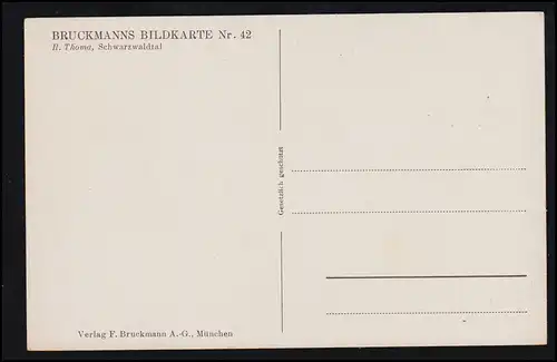 AK H. Thoma: Schwarzwaldtal, la carte photo de Bruckmann, inutilisé