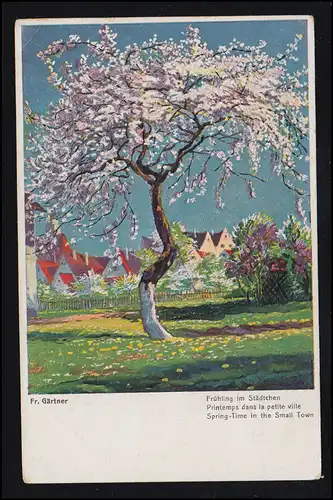 AK Artiste Fr. Gärtner: Printemps dans la ville, maison d'édition O.G.Z.-L., non utilisé
