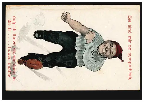 Karikatur-AK Der Raufbold: Sie sind mir so sympathisch, ... ungebraucht