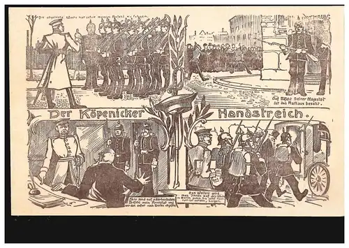 Caricature-AK Le Köpenicker Mainstreich: Le capitaine de Kopenick, inutilisé