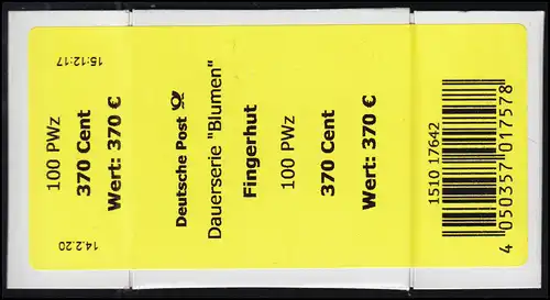 3501 Fingerhut 370 Cent + CF Banderole / Aufkleber, kleine Nummer