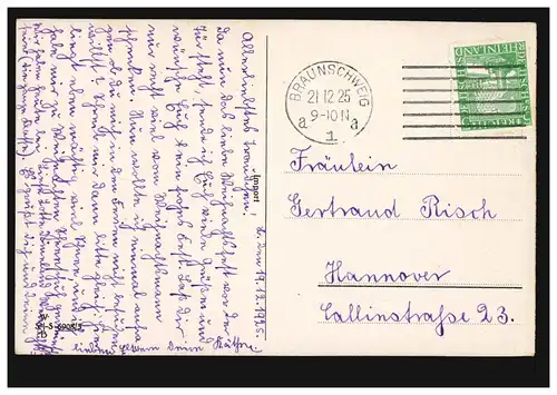 AK artiste amitié animale - cheval et chien, BRUNSCHWEIG 21.12.1925