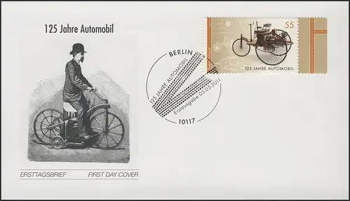 2867 Automobil Benz-Motorwagen 2011, FDC ESSt Berlin
