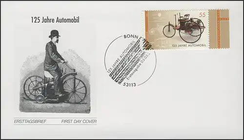 2867 Automobil Benz-Motorwagen 2011, FDC ESSt Bonn