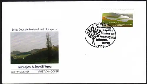 2863 Kellerwald-Edersee en feuille 17, FDC Tampon d'utilisation initiale Bonn