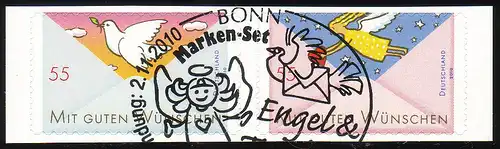 2827-2828 Marques de salutations Pigeon et anges de FB 12, SANS BATEAU, paire EV-O