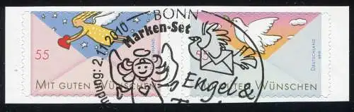 2828-2827 Grußmarken Engel und Taube aus FB 12, SELBSTKLEBEND, Paar EV-O