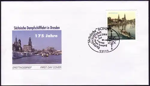 2874 Raddampfer Diesbar SELBSTKLEBEND aus MH 85 FDC EV-O Bonn 9.6.2011