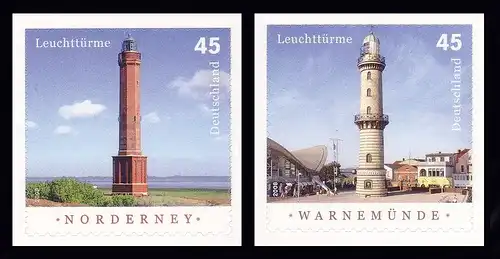 2875-2876 Leuchttürme 2011, SELBSTKLEBEND aus MH 86, Satz postfrisch **