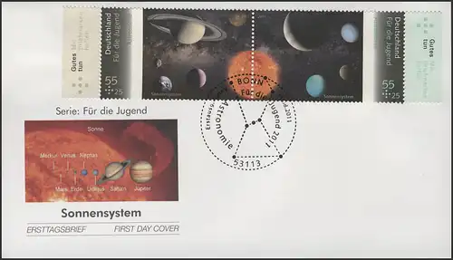 2884-2885 Jugend Astronomie - Zusammendruck auf FDC ESSt Bonn