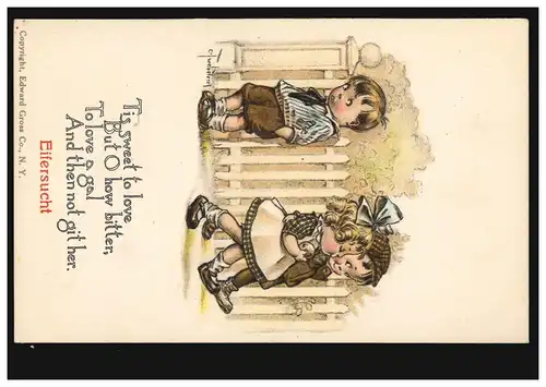 scène enfant-AK artiste - jalousie, marquée 6.9.1917