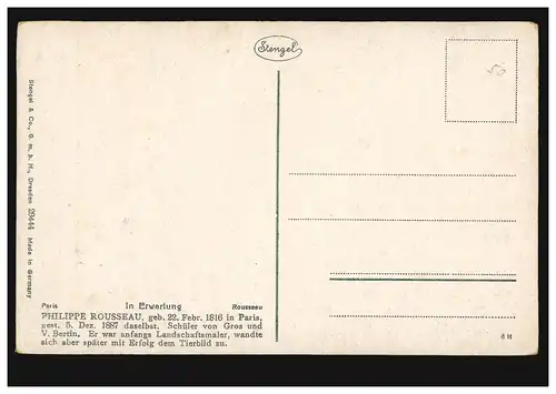 AK Rousseau Artiste: Dans l'attente - Paire de cigognes, Édition Stange, inutilisé