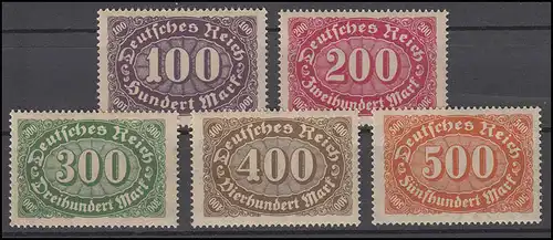 219-223 Marques libres Chiffres dans le Queroval 1922, 5 valeurs, phrase **