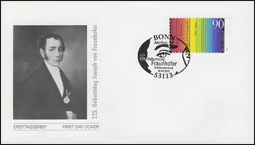2929 Fraunhofer SELBSTKLEBEND aus FB 23, FDC EV-O Bonn