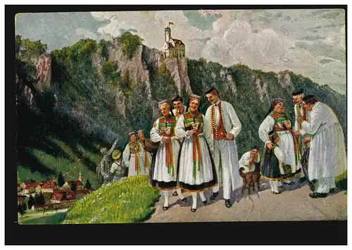 AK Artiste Schwäbische Volksschauen Château Lichtenstein, Honau, inutilisé