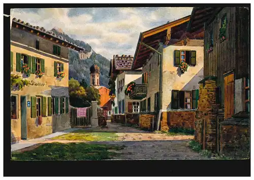 AK V. Maréchal: Oberammergau angle ville dans le village inférieur, inutilisé