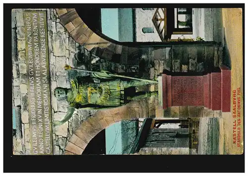 AK Kastell Saalburg: Standbild des Antoninus Pius, SAALBURG / TUNUS 2.5.1910