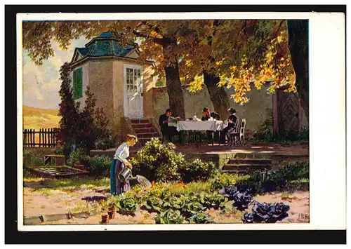 AK Artiste Au tour du café dans le jardin, ENSEIGNANTS (KR. LINDEN) HANNOVER17.9.1925