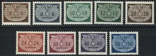 Timbres de service 16-24 Petit format, ensemble complet ** frais de port