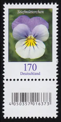 3473 Stiefmütterchen 170 Cent, mit großer Nummer und Codierfeld **