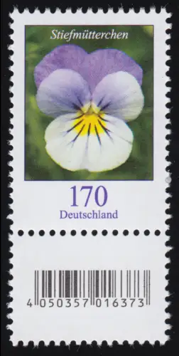 3473 Stiefmütterchen 170 Cent, mit großer Nummer und Codierfeld **
