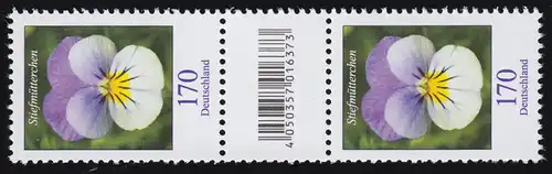 3473 Stiefmütterchen 170 Cent, Paar mit großer Nummer, Codierfeld, ohne Nr., **