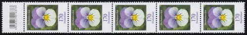 3473 Stiefmütterchen 170 Cent, 5er-Streifen mit Codierfeld, große Nummer, **