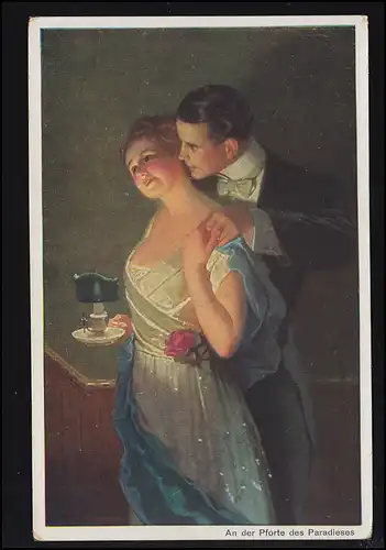 Künstler-AK Meister der Farbe: An der Pforte des Paradieses, ungebraucht