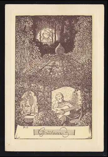 Künstler-AK Das Gitarren-Ständchen, REICHENBACH, Fils (Württ.) 25.6.1932