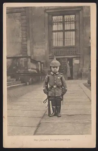 AK photo Le plus jeune volontaire de guerre, CREFELD 25.12.1915 selon le chef