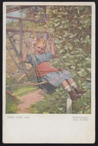 AK Artiste Joseph Süss: Filles de joie enfants sur la balançoire, marqué en 1928