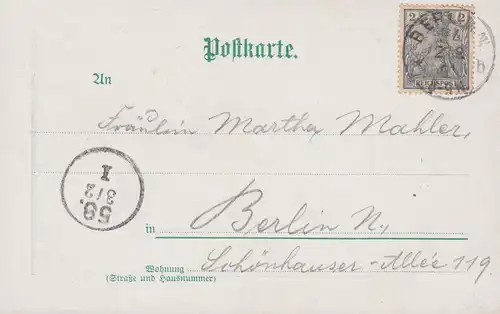 AK Walther: L'hirondelle Gruss, BERLIN 2.2.1901