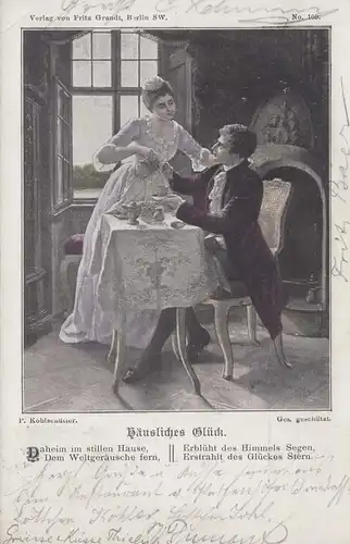 Künstler-AK P. Kohlschütter: Häusliches Glück, BERLIN S 14 c 7.2.1901