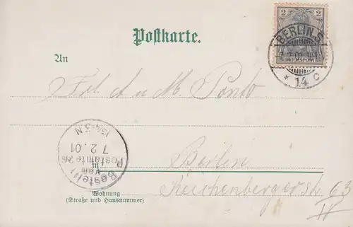 AK-Ak P. Kohlschwecker: Bonne chance à la maison, BERLIN S 14 c 7.2.1901