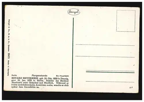 Künstler-AK Eduard Meyerheim: Morgenstunde, Stengel-Verlag, ungebraucht