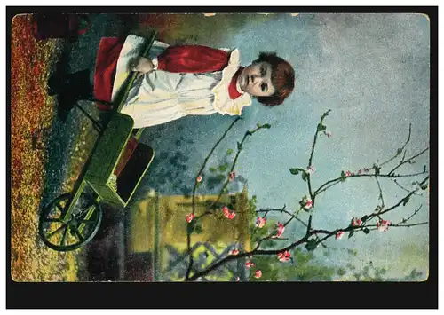 Fille AK Artiste avec brouette, HANNOVER 21.7.1906 selon CELLE 21.07.06