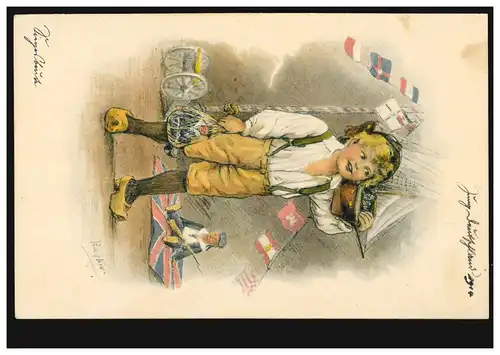 AK Artiste Paul Heydel: Gagnant - Garçon avec jouet, VILSBIBURG 15.11.14