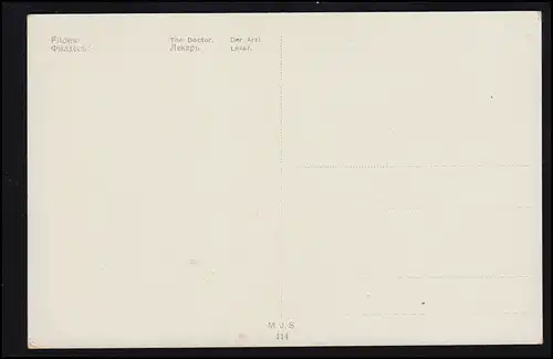 Artiste-AK Fildes: Le médecin - enfant dans le lit d'hôpital, Verlg M.J.S., non utilisé
