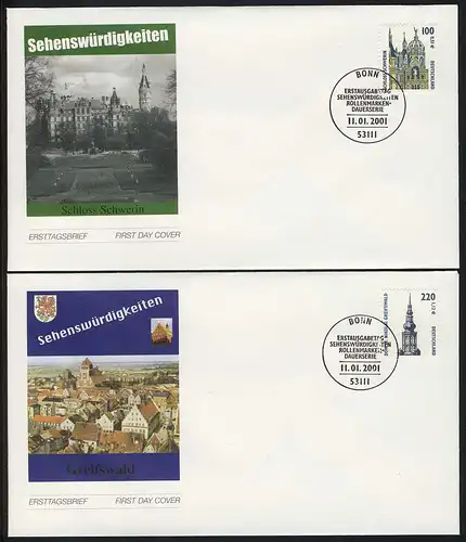 2156-2157 Swik Schwerin et Greifswald 2001 FDC ESSt Bonn