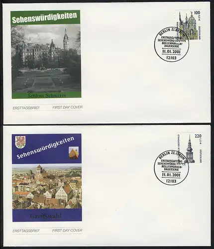 2156-2157 SwK Schwerin et Greifswald 2001 FDC ESSt Berlin