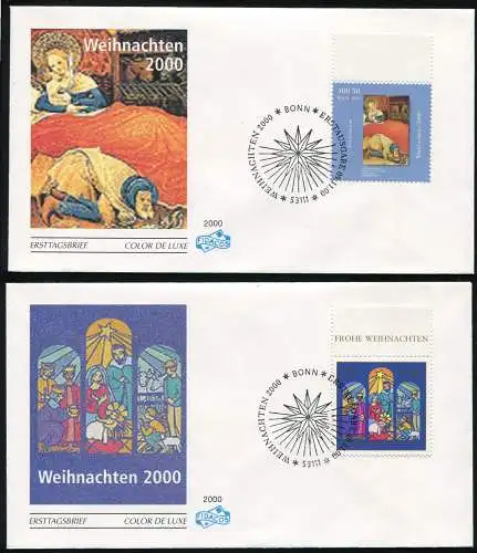 2151-2152 Weihnachten 2000 - Satz auf 2 FDC ESSt Bonn