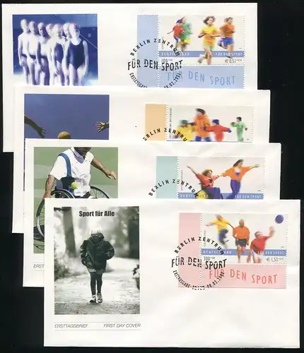 2165-2168 Sportshilfe Schulsport 2001 - Taux sur 4 FDC ESSt Berlin
