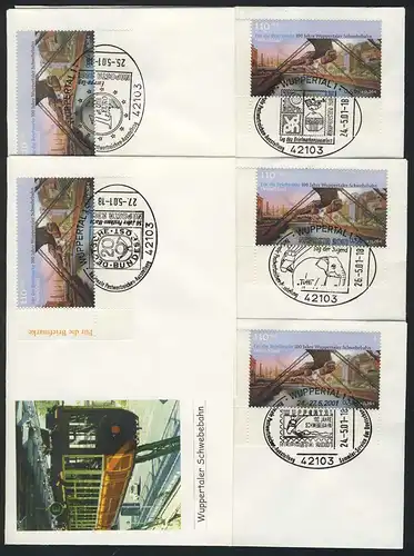 2171 Wuppertal, alle 5 verschiedenen SSt auf FDC Wuppertal NAPOSTA 2002 komplett